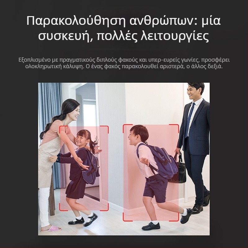 Ασύρματη WiFi κάμερα εσωτερικού χώρου — ελάχιστος φωτισμός 3,6 lx, θερμοκρασία λειτουργίας -40°C έως 60°C, τροφοδοσία 5V, λειτουργία συναγερμού