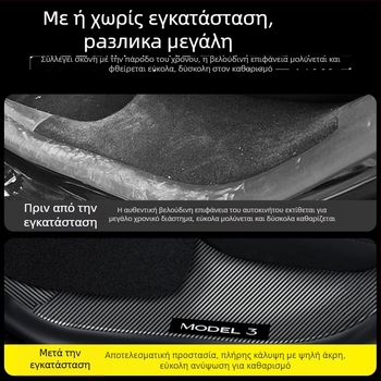 Τέσλα Model Y εμπρός και πίσω λωρίδες κατωφλίου θυρών με χαραγμένο με λέιζερ μοτίβο ανθρακονήματος και πλάκα προστασίας πεντάλ