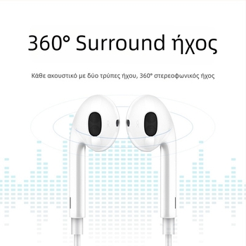 Type-C ενσύρματα ακουστικά In-Ear με inline έλεγχο, οδηγός τύπου moving-coil, 1,2 m καλώδιο, Android-συμβατά