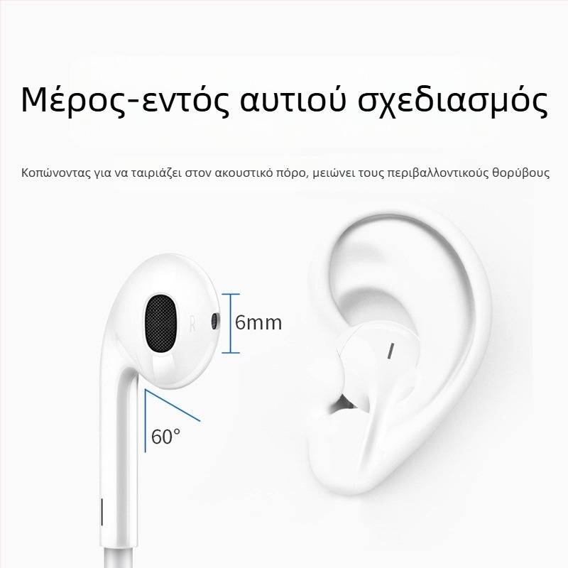 Type-C ενσύρματα ακουστικά In-Ear με inline έλεγχο, οδηγός τύπου moving-coil, 1,2 m καλώδιο, Android-συμβατά