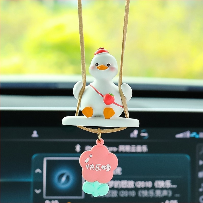 Κρεμαστό διακοσμητικό αυτοκινήτου – πάπια από ρητίνη σε καρτούν στυλ, εσωτερικός καθρέφτης αυτοκινήτου