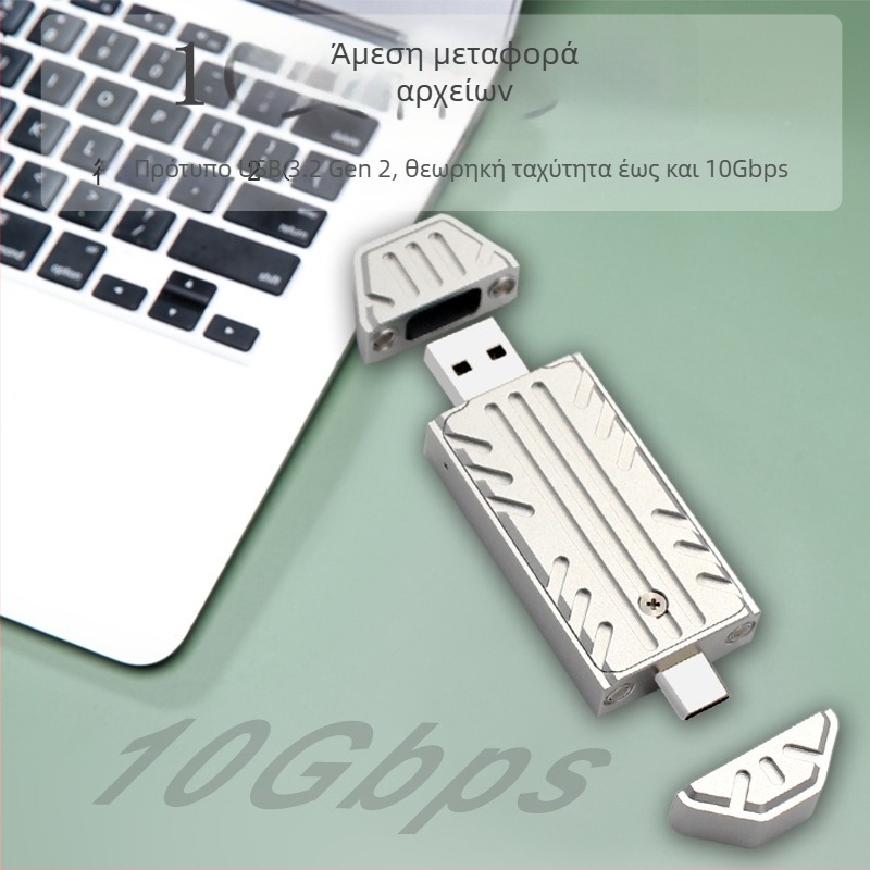 Θήκη M.2 NVMe SSD με ελεγκτή JMS583, USB-C διπλής θύρας, αλουμινένιο περίβλημα, μοντέλο Ph811s-ac, χωρητικότητα έως 4TB, μεταφορά 10 Gb/s
