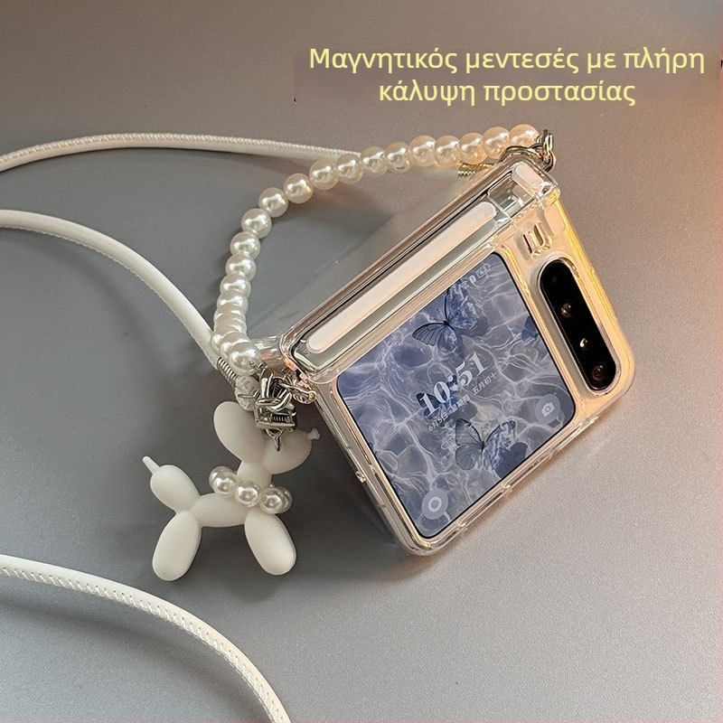 Θήκη Huawei PuraX - Διαφανής αναδιπλούμενη θήκη με μαγνητικό μεντεσέ και ιμάντα μεταφοράς