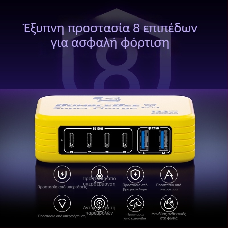 Ou Zheng Ozq4 Σταθμός USB γρήγορης φόρτισης με 6 θύρες και LED ενδείξεις για Apple και Android συσκευές