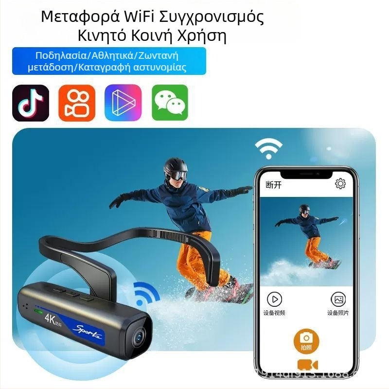 Κάμερα δράσης σε κράνος με 4K ανάλυση, ηλεκτρονική σταθεροποίηση εικόνας, φακός 2.0, 1,5 ιντσών LCD, αποθήκευση σε CF κάρτα