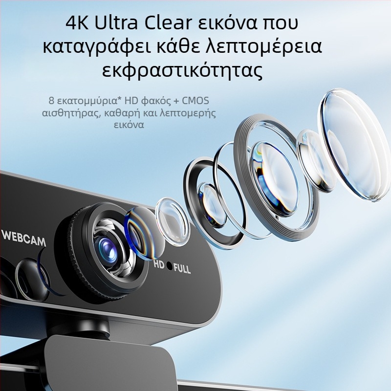 USB web κάμερα για επιφάνεια εργασίας και φορητό υπολογιστή, 1920x1080, 2.0MP αισθητήρας, USB 2.0, Plug-and-Play, ενσωματωμένο μικρόφωνο