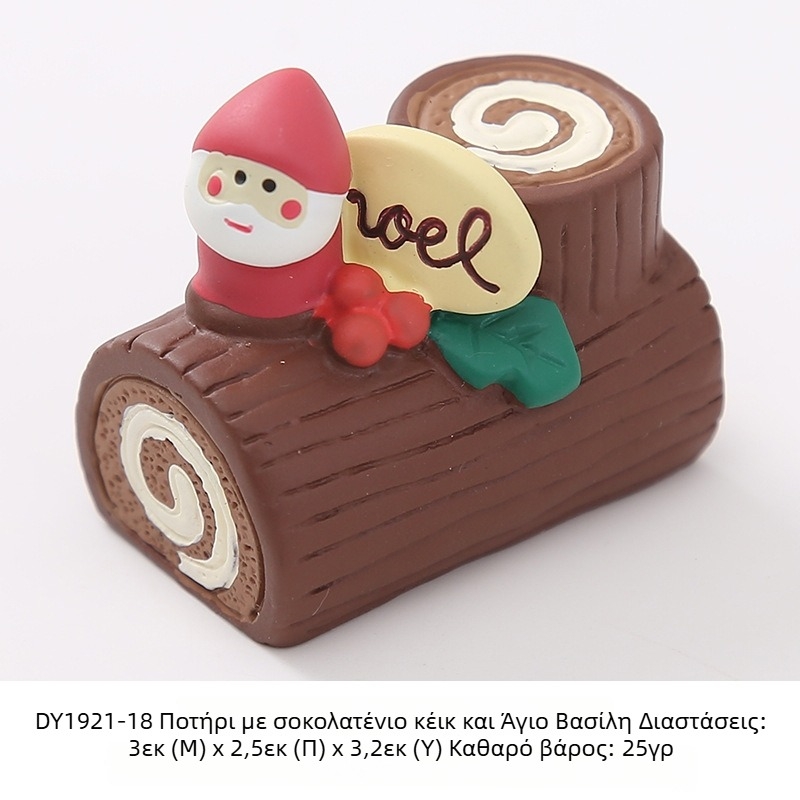 Διακοσμητικό γραφείου με Άγιο Βασίλη — Χειροποίητη φιγούρα ρητίνης σε καρτούν στυλ, συνθετική ρητίνη, Top rhyme