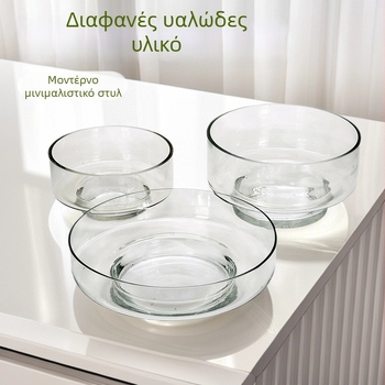 Κηροπήγιο από διαφανές γυαλί με βάση από ξύλο και κεραμικά, υδροπονική μίνι διακόσμηση με παχύφυτα, χειροποίητο, μοντέρνος μινιμαλισμός