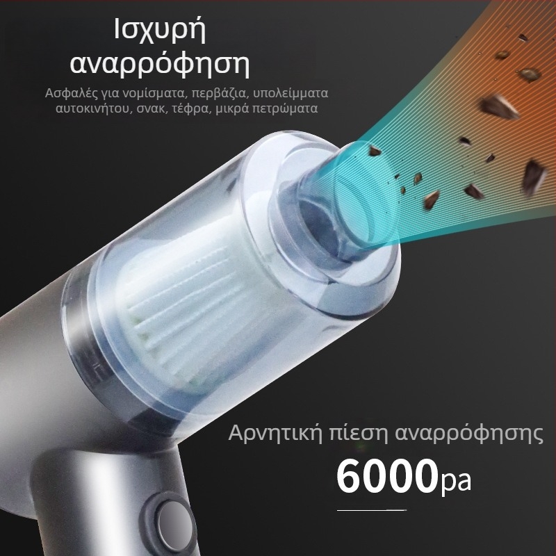 Φορητή χωρίς καλώδιο χειροκίνητη ηλεκτρική σκούπα με ισχυρή αναρρόφηση 5500 Pa, 45 W, 3,7 V, επαναφορτιζόμενη