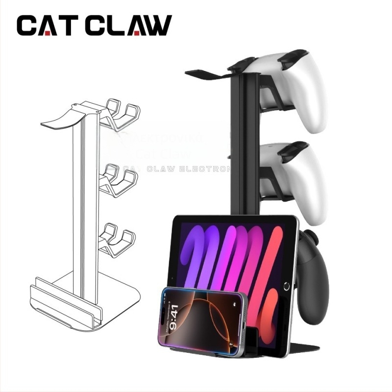 Βάση στήριξης από κράμα αλουμινίου για χειριστήρια παιχνιδιών, ταμπλέτες και φορητούς υπολογιστές, με κατσαβίδι και οδηγό χρήσης