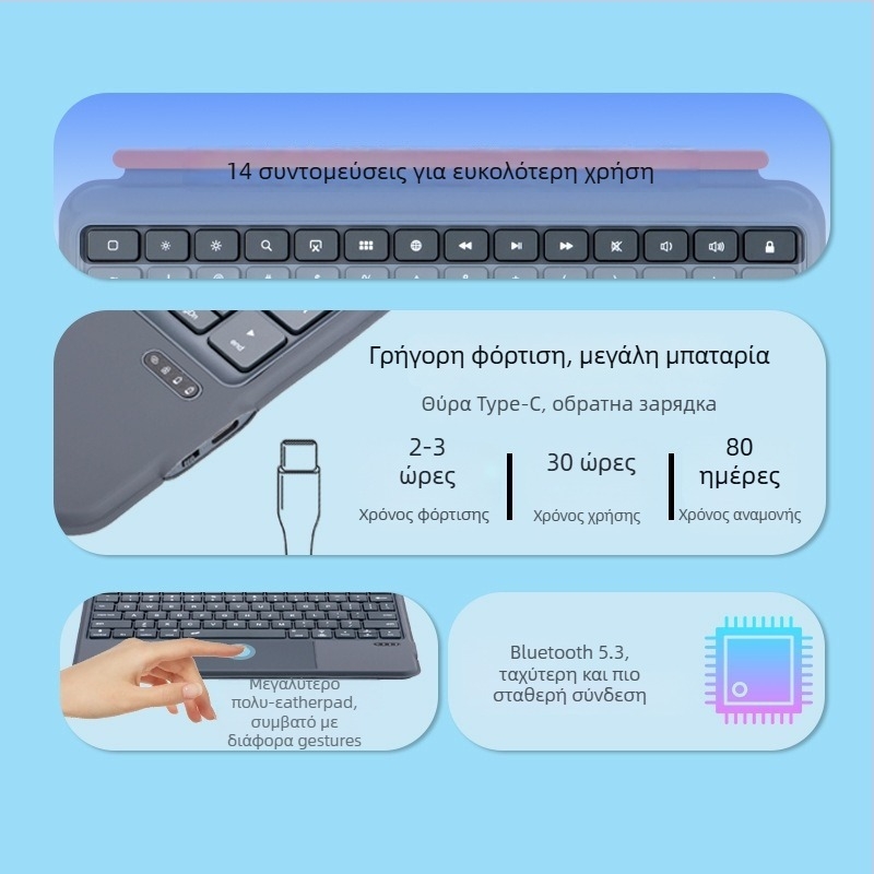 Ασύρματο διαχωριζόμενο μαγνητικό θήκη-πληκτρολόγιο με αποσπώμενο δερμάτινο κάλυμμα για iPad Air και iPad Pro