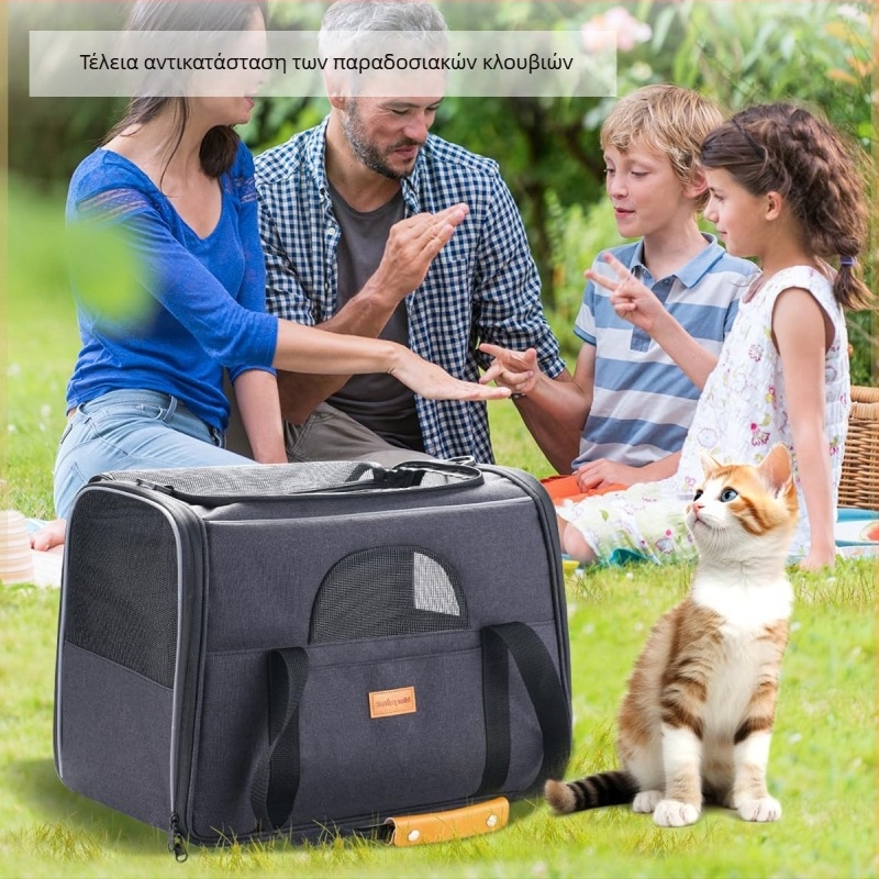 Τσάντα μεταφοράς κατοικίδιου με crossbody - αναπνεύσιμη, διπλωτή, φορητή για ταξίδια με αυτοκίνητο για γάτες; ύφασμα 300D; προέλευση Guangdong; μάρκα Shenzhen Chuanghui Luggage