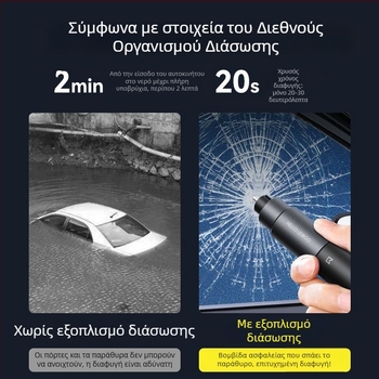Σφυρί ασφαλείας αυτοκινήτου με θραύση παραθύρου και εργαλείο διαφυγής — κράμα αλουμινίου + ABS, ελαφρύ 0,08 kg, προσαρμοστικό, συμβατό με ιδιωτικές μάρκες