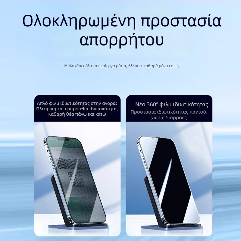 Προστατευτικό οθόνης από κρυστάλλινο γυαλί με προστασία ιδιωτικότητας για Apple iPhone — εμπρόσθιος προστατευτικός φιλμ