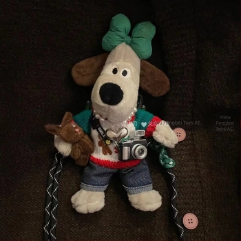 Fengbei Λούτρινο κλιπ κλειδιών με σκύλο, κοντό plush, γέμισμα PP βαμβάκι, προσαρμόσιμο