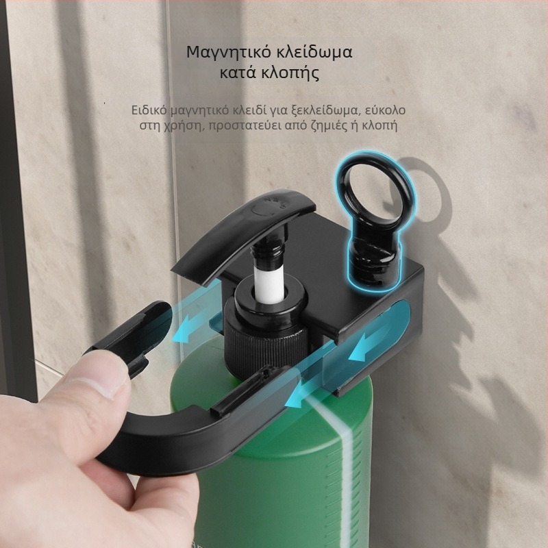 Δοχείο σαπουνιού μπάνιου με μαγνητική πρόσφυση, τοποθετούμενο στον τοίχο, για σαμπουάν, αφρόλουτρο και υγρό σαπούνι — ABS πλαστικό, 50 g, χειροκίνητη λειτουργία, μοντέρνο μινιμαλιστικό στυλ