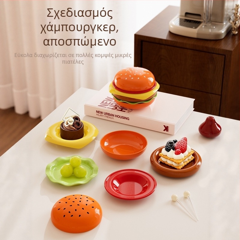 Δίσκος για σάλτσα χάμπουργκερ – Πλαστικός, Ακανόνιστου σχήματος, Διαφορετικά σχέδια, Φρέσκο και χαριτωμένο στυλ, Ανθεκτικό στον φούρνο μικροκυμάτων