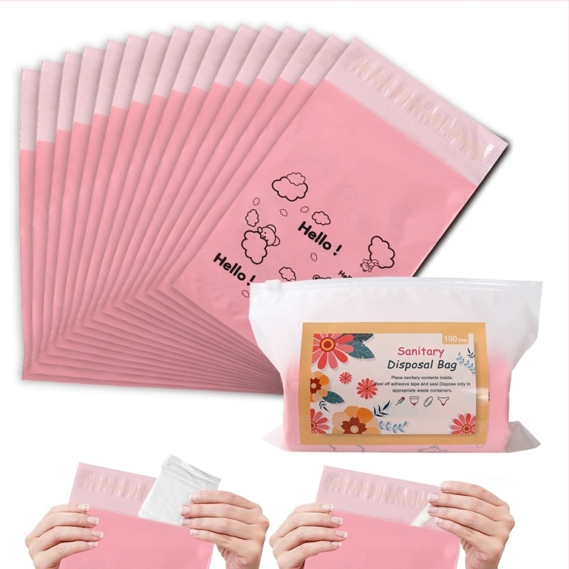 HDPE μιας χρήσης σακούλες απόρριψης σερβιετών, με επίπεδο άνοιγμα, παχιές, 50 τεμάχια ανά κουτί