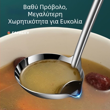 Κουτάλι διαχωρισμού λαδιού από ανοξείδωτο χάλυβα 304 για οικιακή χρήση, κουτάλι σούπας, αντοχή σε υψηλές θερμοκρασίες