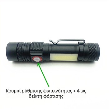 Type-C Φορτιζόμενη COB LED Εργασίας για Επισκευές Αυτοκινήτων – Αλουμινένιο Κέλυφος, 1200mAh Μπαταρία, Ισχύς 5W+3W, Περιστροφή 360°, Εμβέλεια 100–200m