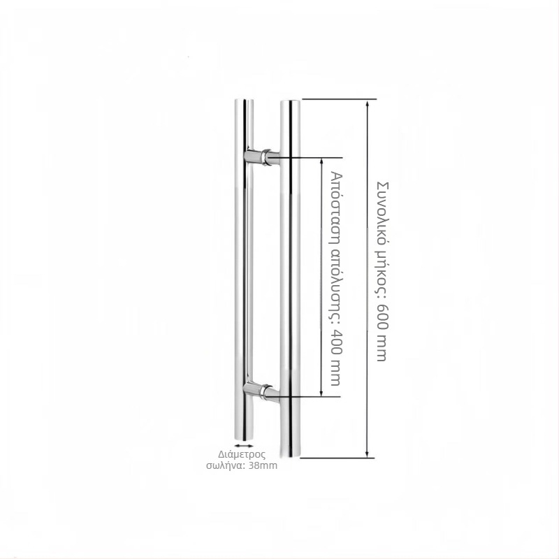 Χειρολαβή πόρτας από ανοξείδωτο ατσάλι με κυκλικό σωλήνα, χωρίς πλαίσιο, φινίρισμα ματ, τοποθέτηση επιφανειακή, μοντέρνος μινιμαλιστικός σχεδιασμός