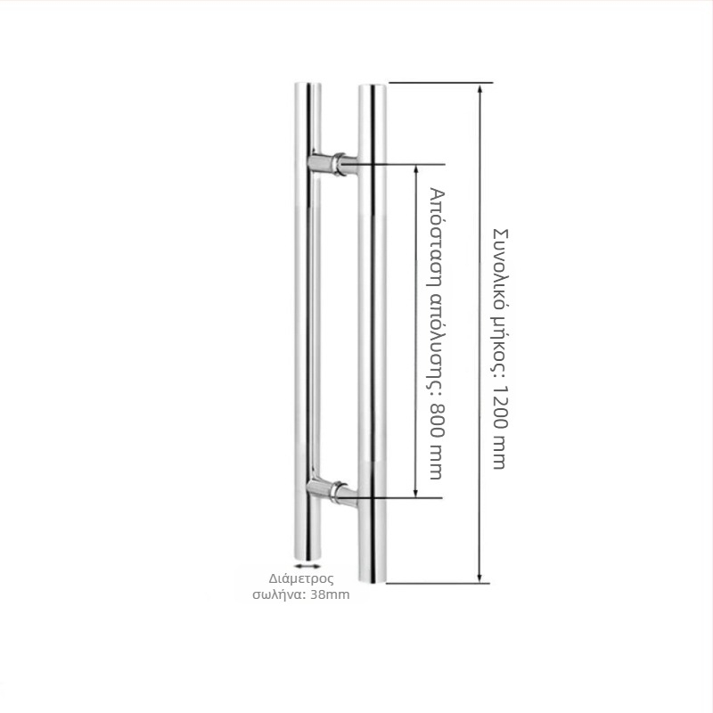 Χειρολαβή πόρτας από ανοξείδωτο ατσάλι με κυκλικό σωλήνα, χωρίς πλαίσιο, φινίρισμα ματ, τοποθέτηση επιφανειακή, μοντέρνος μινιμαλιστικός σχεδιασμός