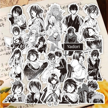 Noragami σετ αυτοκόλλητων για ημερολόγιο και θήκη κινητού – μαύρο‑άσπρο κολάζ με Yato, Iki, Hiyori, Yukine (κόλληση: Ναι; IP άδεια: Όχι; Στυλ: ιαπωνικός αέρας; Διαδικασία: Εκτύπωση)