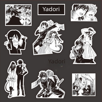 Noragami σετ αυτοκόλλητων για ημερολόγιο και θήκη κινητού – μαύρο‑άσπρο κολάζ με Yato, Iki, Hiyori, Yukine (κόλληση: Ναι; IP άδεια: Όχι; Στυλ: ιαπωνικός αέρας; Διαδικασία: Εκτύπωση)