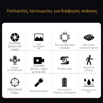 Επαγγελματική κάμερα σώματος με νυχτερινή όραση, 10x οπτικό zoom, βίντεο 1440P, καταγραφικό με κλιπ
