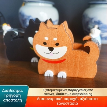 Ξύλινος διανομέας ταινιών με σχέδιο Σίμπα Ινού – καλλιτεχνικό διακοσμητικό γραφείου, 54 g