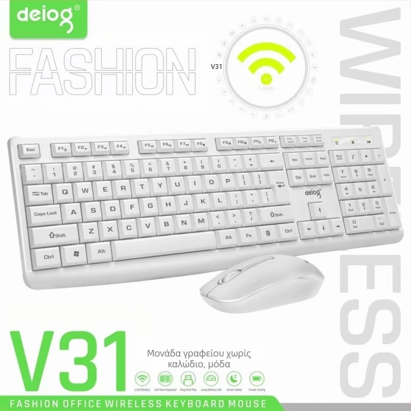 Deyilong V31 Ασύρματο σετ πληκτρολογίου και ποντικιού για επιτραπέζιο και φορητό υπολογιστή, 2.4G