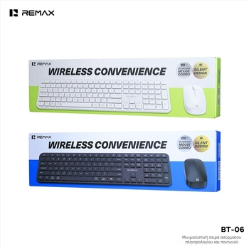 Remax BT06 Ασύρματο σετ πληκτρολόγιο και ποντίκι, Bluetooth διπλής λειτουργίας, USB πληκτρολόγιο και USB ποντίκι, 1000dpi, εργονομικό, αδιάβροχο