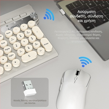 Σετ LT500 Ασύρματο πληκτρολόγιο και ποντίκι – 2,4 GHz ασύρματη σύνδεση, USB διεπαφές για πληκτρολόγιο και ποντίκι, οπτικό αισθητήριο 4000 DPI, εργονομικό, αδιάβροχο