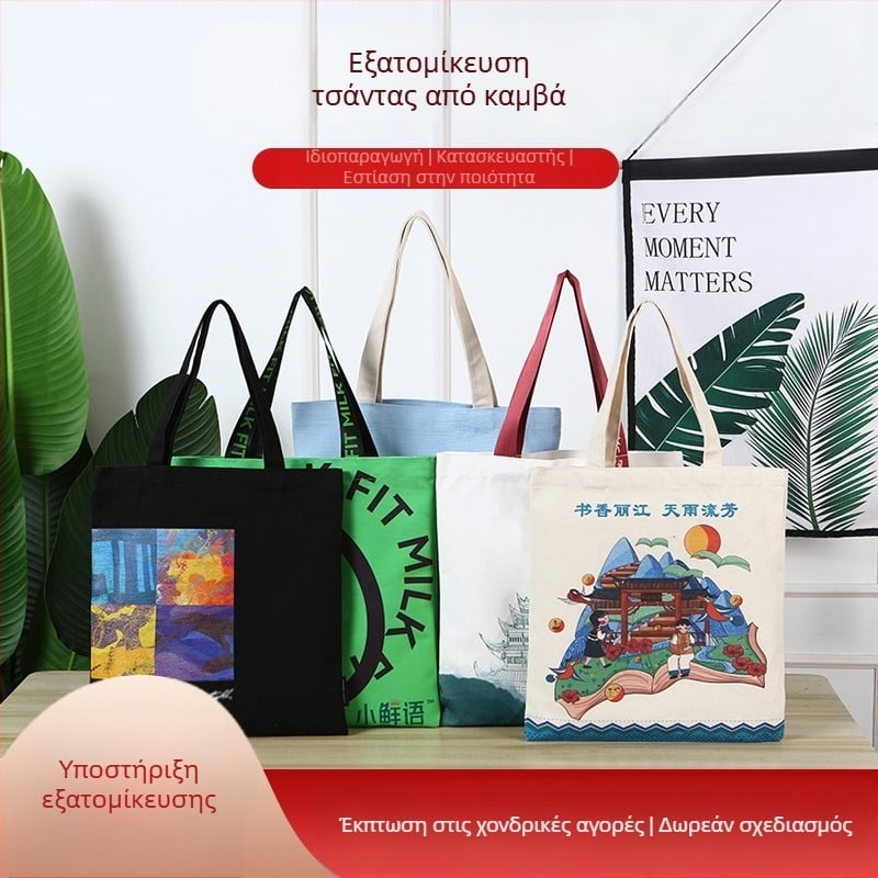 Τσάντα Tote από καμβά με λογότυπο κατά παραγγελία, προσαρμόσιμη, εκτύπωση με θερμική μεταφορά
