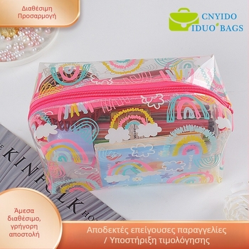 Διαφανής TPU θήκη καλλυντικών, παχύτερος νεσεσέρ για μολύβια, εκτυπωμένη οκτάγωνη τσαντάκι με φερμουάρ, ραμμένος φερμουάρ; Υλικό: PVC EVA TPU; Μήκος φερμουάρ: 10–30 cm; Για συσκευασία καλλυντικών