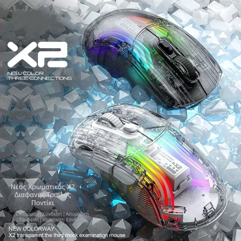 Bluetooth ποντίκι gaming με 4000 DPI, 7 κουμπιά, 2,4G+BT, τροχός αφής, 4 επίπεδα ρύθμισης DPI, βάση φόρτισης με οθόνη