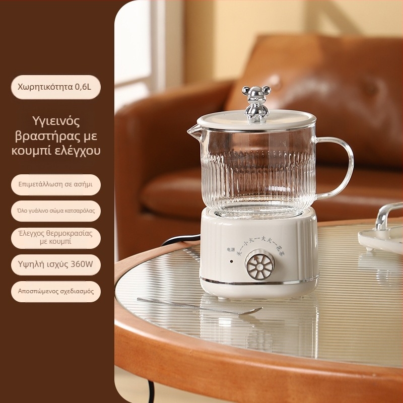 Έξυπνο δοχείο παρασκευής τσαγιού για την υγεία με βάση, μοντέλο QY-YS360, χωρητικότητα έως 1 L, σώμα από μποροσίλιτικ γυαλί, 220 V, 300–350 W