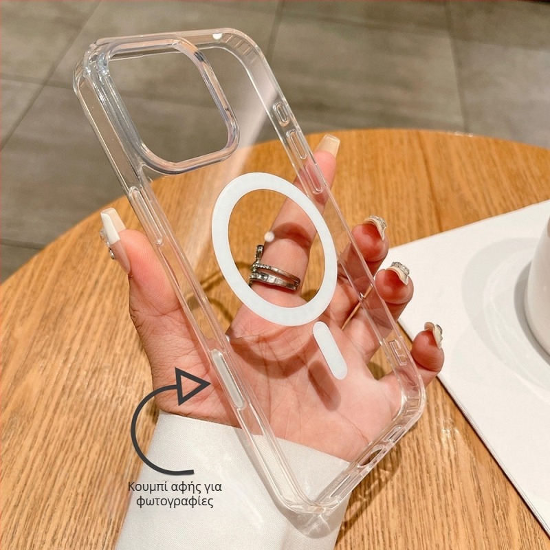 Θήκη για iPhone 16 Pro με AI αφής κουμπί και μαγνητική πρόσφυση MagSafe (Υλικά: ακρυλικό + TPU; μαγνητικό δαχτυλίδι; AI κουμπιά αφής; MagSafe συμβατό; Anti-scratch)