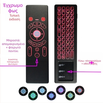 Ασύρματο διπλής όψεως πληκτρολόγιο και ποντίκι τηλεκοντρόλ για set‑top box, προβολέα και smart TV — Μοντέλο T6, USB, εμβέλεια 10 μ, βάρος 0,18 kg