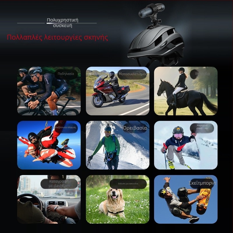 Κάμερα δράσης για ποδηλασία 4K χωρίς οθόνη LCD, μπαταρία περίπου 5 ωρών, αποθήκευση TF, περίβλημα ABS, 4K 30fps