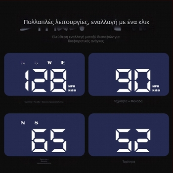 W2s HUD Head-Up οθόνη αυτοκινήτου — Τροφοδοσία USB, καθολική συμβατότητα, 152 g, πυξίδα Beidou GPS
