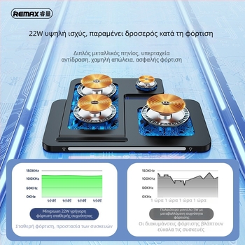 Remax επιτραπέζιος 3-σε-1 μαγνητικός ασύρματος φορτιστής για κινητό, ρολόι και ακουστικά (RB-W70) – PD, μαγνητική зарядка, 22W, 3A, πτυσσόμενη βάση