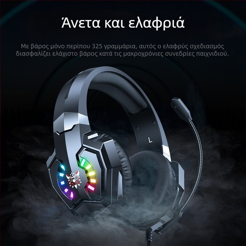 ONIKUMA Ασύρματα ακουστικά παιχνιδιών με 50mm οδηγούς, USB dongle, RGB φώτισμα, μείωση θορύβου