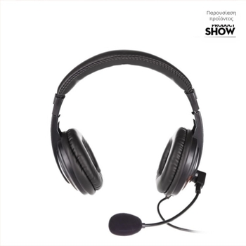 Ακουστικά ενσύρματα με μικρόφωνο για PC – βύσμα 3,5 mm, αντίσταση 32 Ω, εύρος συχνοτήτων 38–40 Hz, καλώδιο 1,5 m