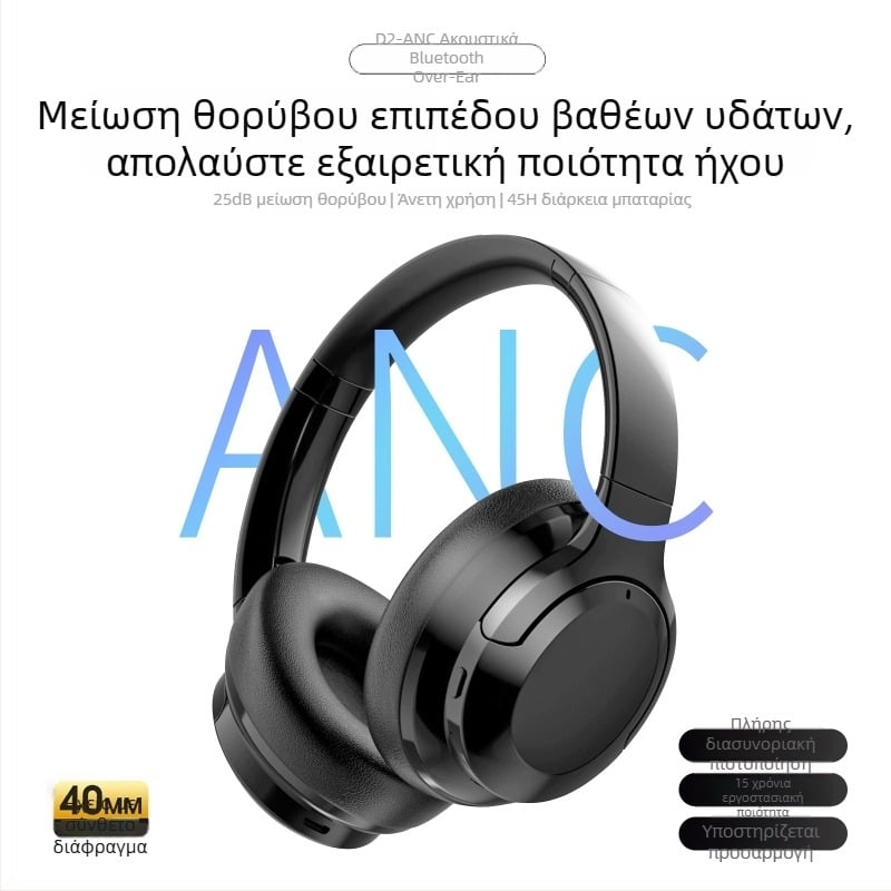 Ασύρματα ακουστικά Bluetooth με ANC, πάνω από το αυτί, Hi-Fi στερεοφωνικός ήχος, άνεση καθ' όλη τη μέρα