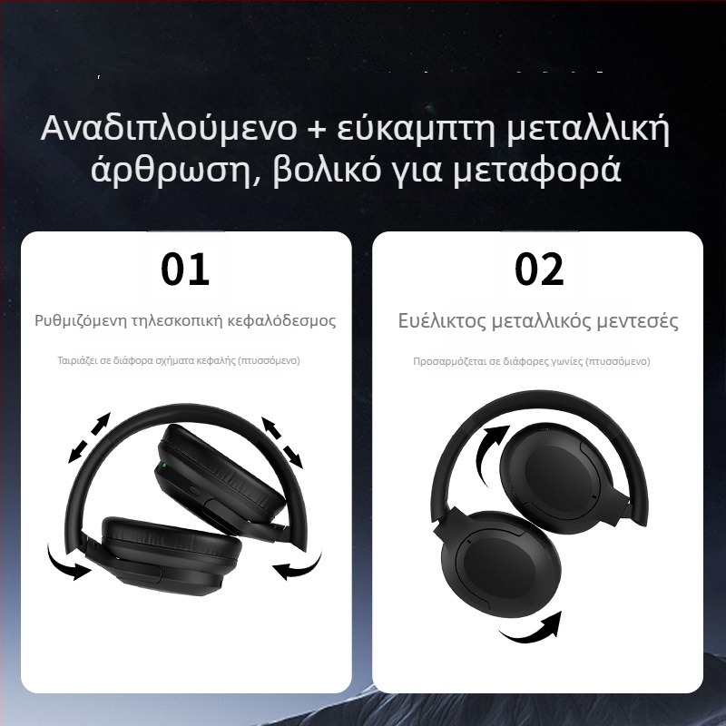 Ασύρματα ακουστικά Bluetooth με ANC, πάνω από το αυτί, Hi-Fi στερεοφωνικός ήχος, άνεση καθ' όλη τη μέρα