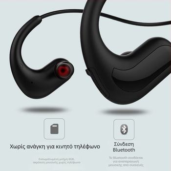 Ασύρματα Bluetooth αθλητικά ακουστικά, σχεδίαση κρεμαστών στο αυτί, IP68 αδιάβροχα, Bluetooth 5.0, εμβέλεια 15 μ, αυτονομία >8 ωρών