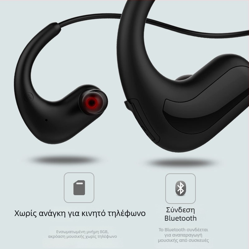Ασύρματα Bluetooth αθλητικά ακουστικά, σχεδίαση κρεμαστών στο αυτί, IP68 αδιάβροχα, Bluetooth 5.0, εμβέλεια 15 μ, αυτονομία >8 ωρών