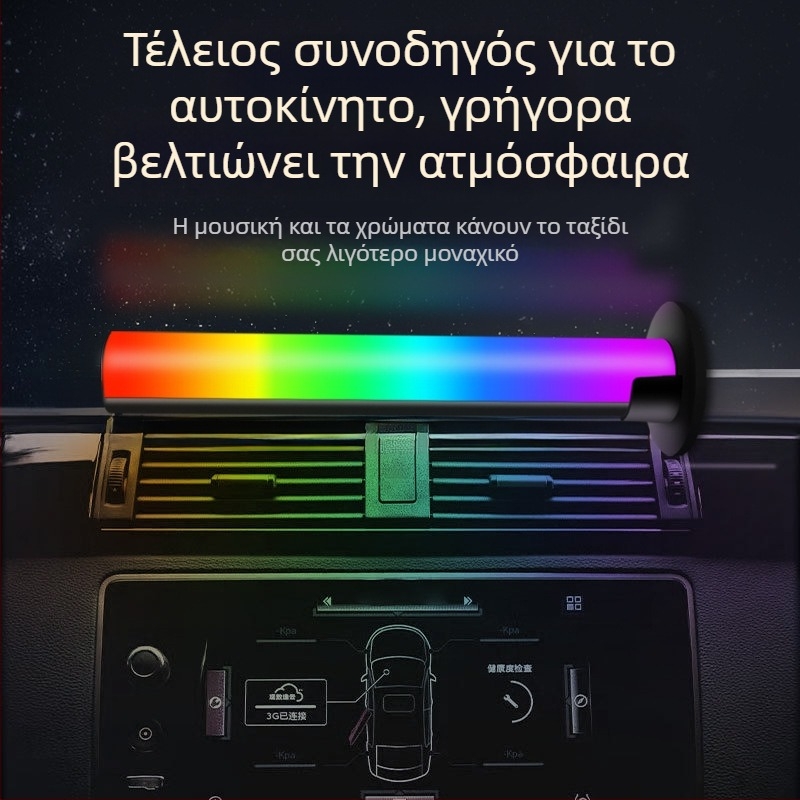 Επιτραπέζιο RGB ατμοσφαιρικό φως με ανίχνευση ήχου, φωνητικό έλεγχο και φωτισμό σε ρυθμό μουσικής, τροφοδοσία από πρίζα