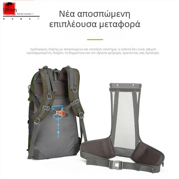 Σακίδιο πεζοπορίας με ιμάντες αερόμαξιλαριού, αδιάβροχο, ανθεκτικό στη φθορά, διαχωρισμός ξηρού/υγρού, ανακλαστικά στοιχεία νυχτερινής προβολής